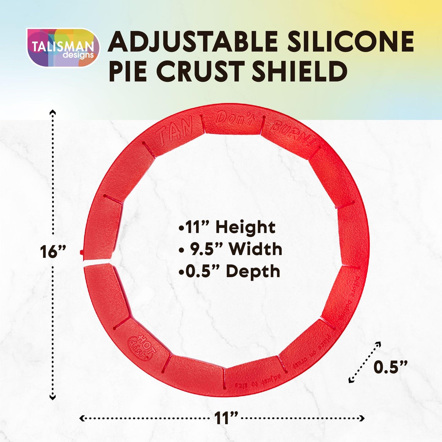 Talisman Designs Baking Pie Crust Shield Protector Cover for Edges of Pie - 8-inch to 11.5-inch Adjustable Silicone Baking Accessory for Making the Perfect Pie | Set of 1 - CookCave