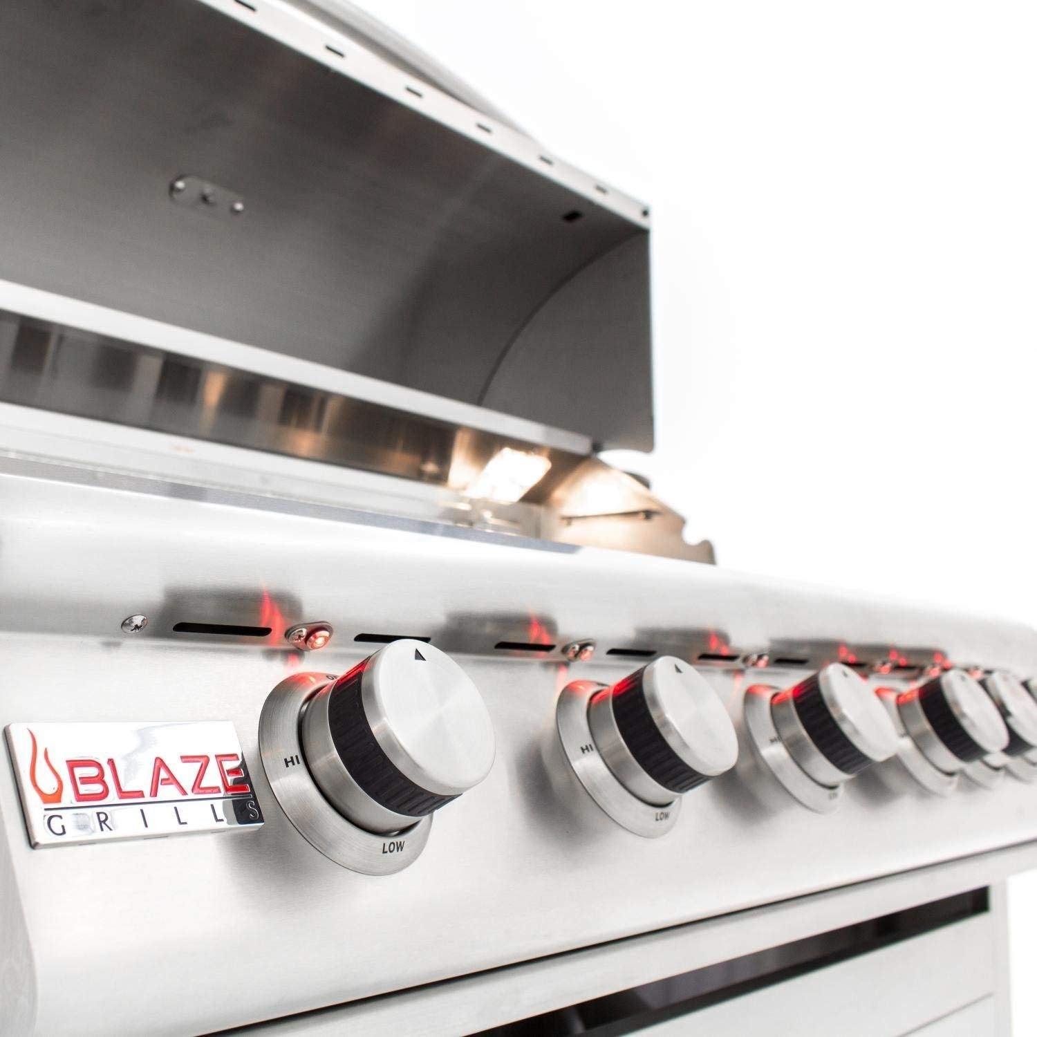 Blaze LTE 40-Inch 5-Burner Built-In Propane Grill With Rear Infrared Burner & Grill Lights - BLZ-5LTE-LP - CookCave