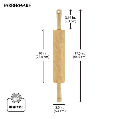 Farberware 5215807 Classic Wood Rolling Pin, 17.75-Inch, Natural - CookCave