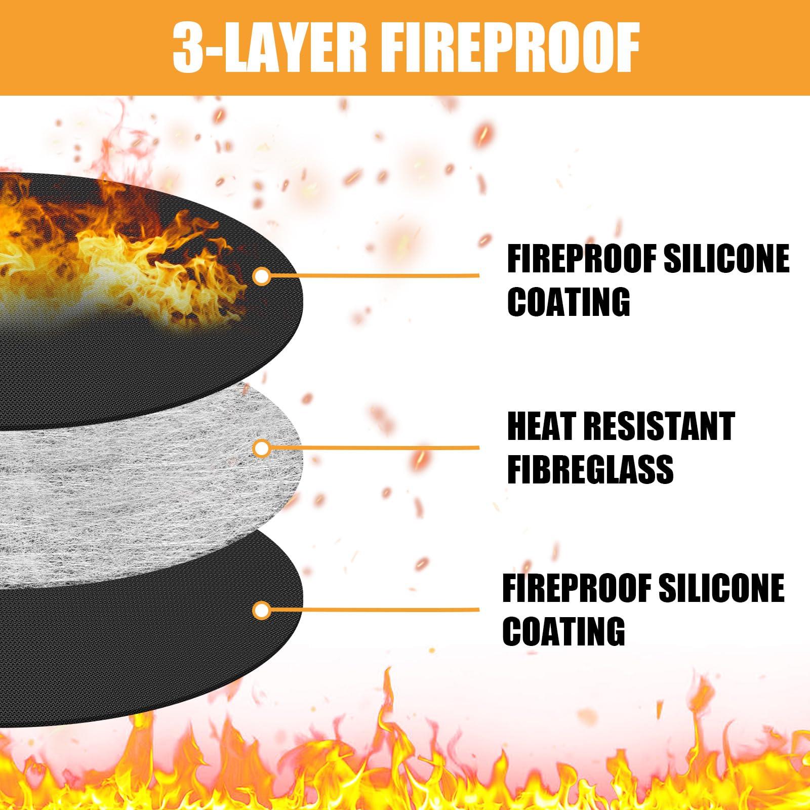 Amerbro Fire Pit Mat for Solo Stove Mesa Tabletop Fire Pit, 18.5in Fireproof Tabletop Fire Pit Mat, 3-Layer Easy to Clean Heat-Resistant Small Under Grill Mats for Outdoor Grill Table Top Protection - CookCave