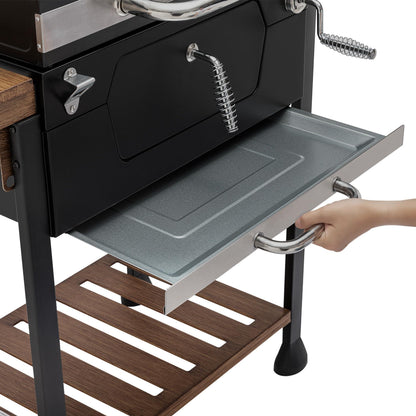 Royal Gourmet CD1824M 24-Inch Charcoal Grill, BBQ Smoker with Handle and Folding Table, Perfect for Outdoor Patio, Garden and Backyard Grilling, Black, Medium - CookCave