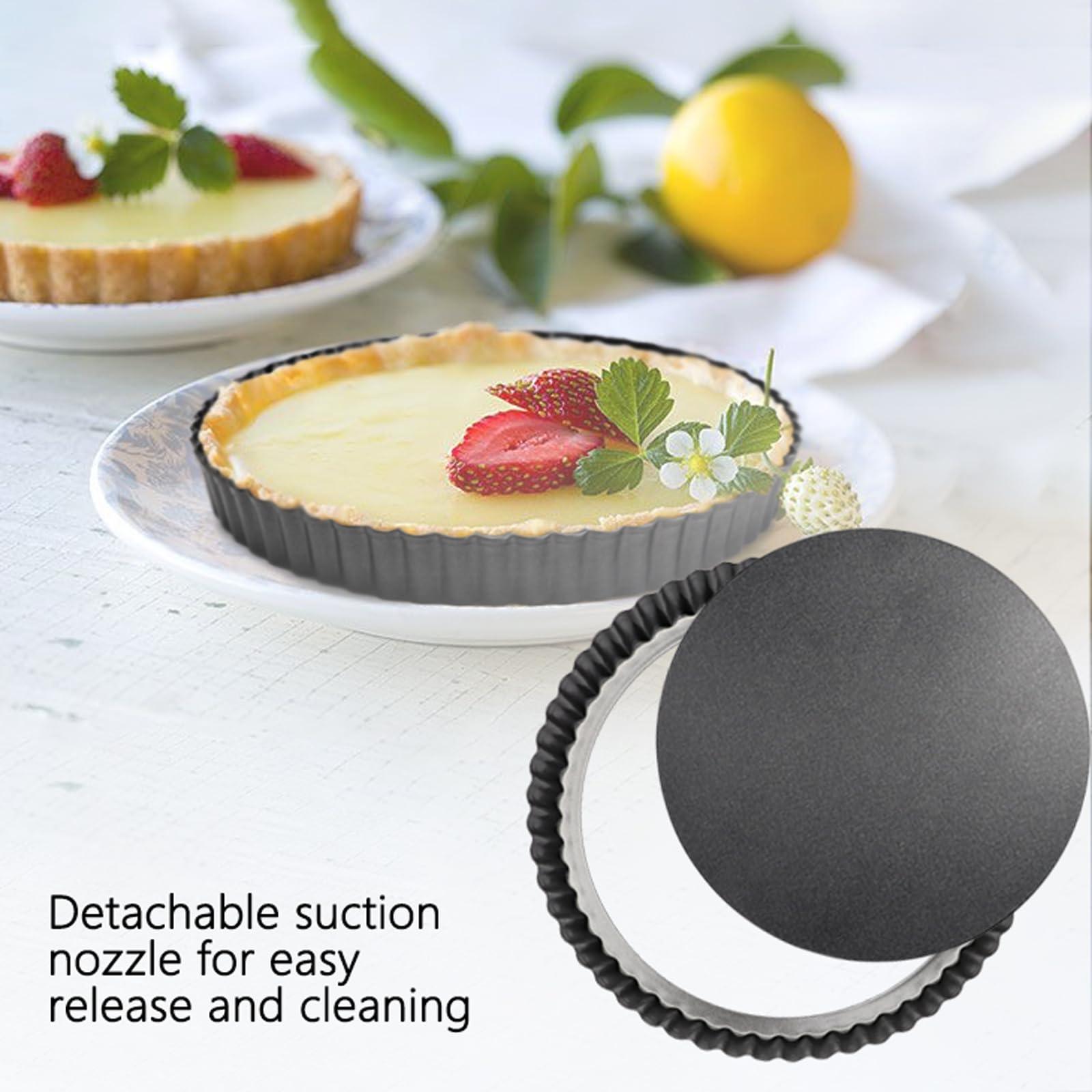 Tart Pan 2 Pack Large Tart Pans with Removable Bottoms Round Nonstick Quiche Pan Carbon Steel Tart Pans for Baking (Set of 2) - CookCave