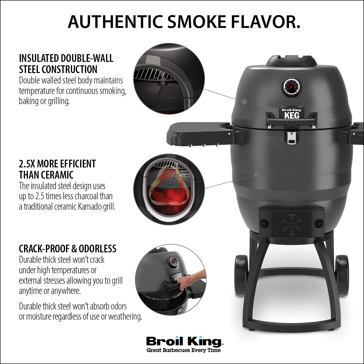 Broil King 911470 Keg 5000 Kamado Grill, 18.5-IN Diameter, Metallic Charcoal - CookCave