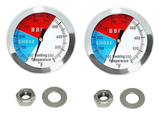 2 inch BBQ Thermometer Gauge 2 Pcs Charcoal Grill Pit Smoker Temp Gauge Grill Thermometer Replacement for Smoker Grill Wood Charcoal Pit, Grill Temp Thermometer - CookCave