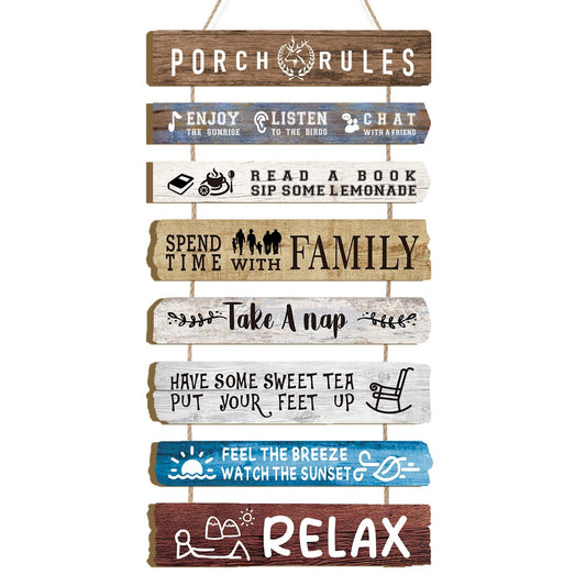 HLNIUC Porch Rules Porch Rules Wall Decor,Relax Sign Wooden Plaques,Inspirational Hanging kits,Family Positive Sayings Wall Art set of 8(19x12inch) Farmhouse Decor For Garden Yard Porch Home Decor - CookCave