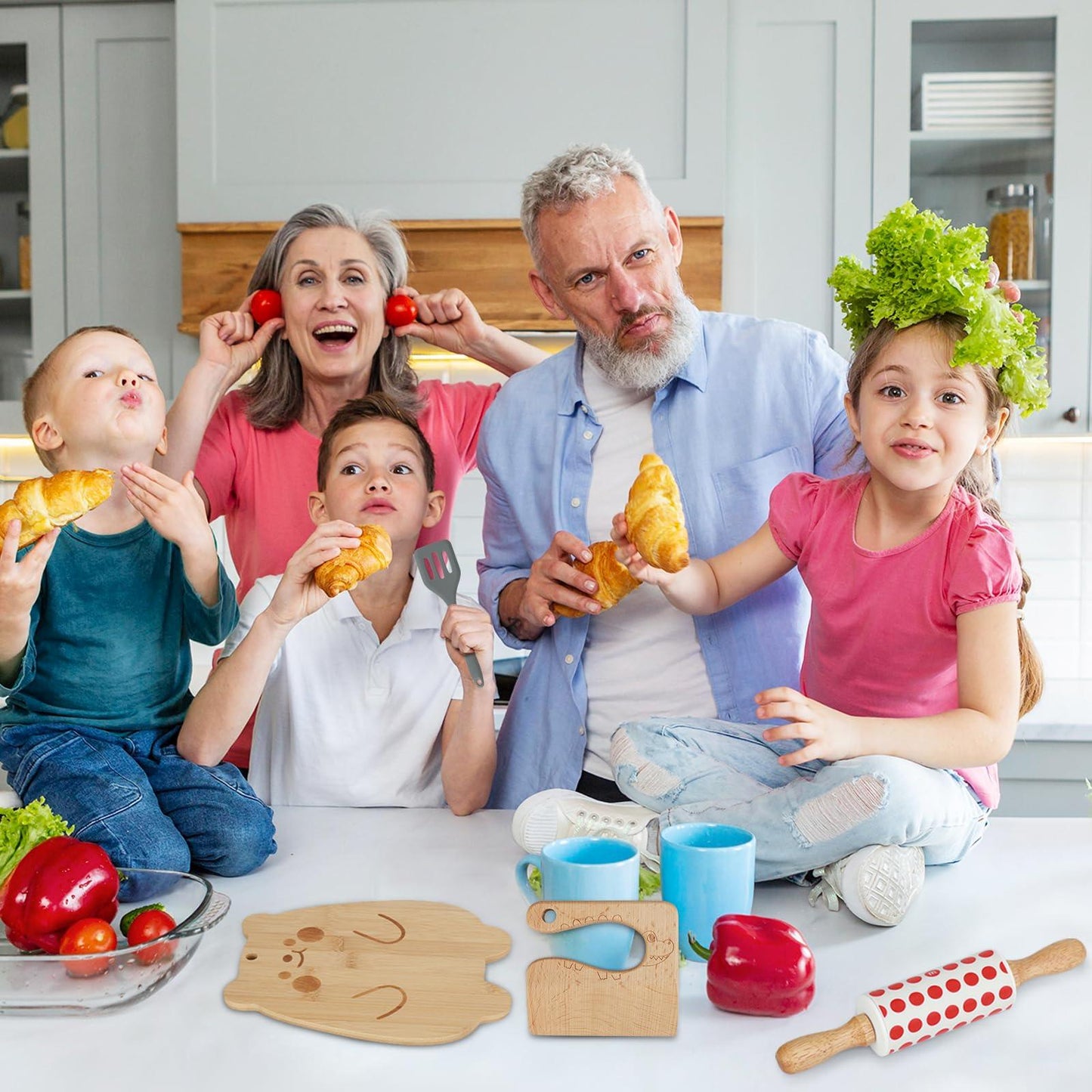 Cobeda Kids Knife Set for Real Cooking and Baking , Montessori Kitchen Tools, 11 Pieces Toddler Cutting Board and Knife Set with Kids Apron - CookCave