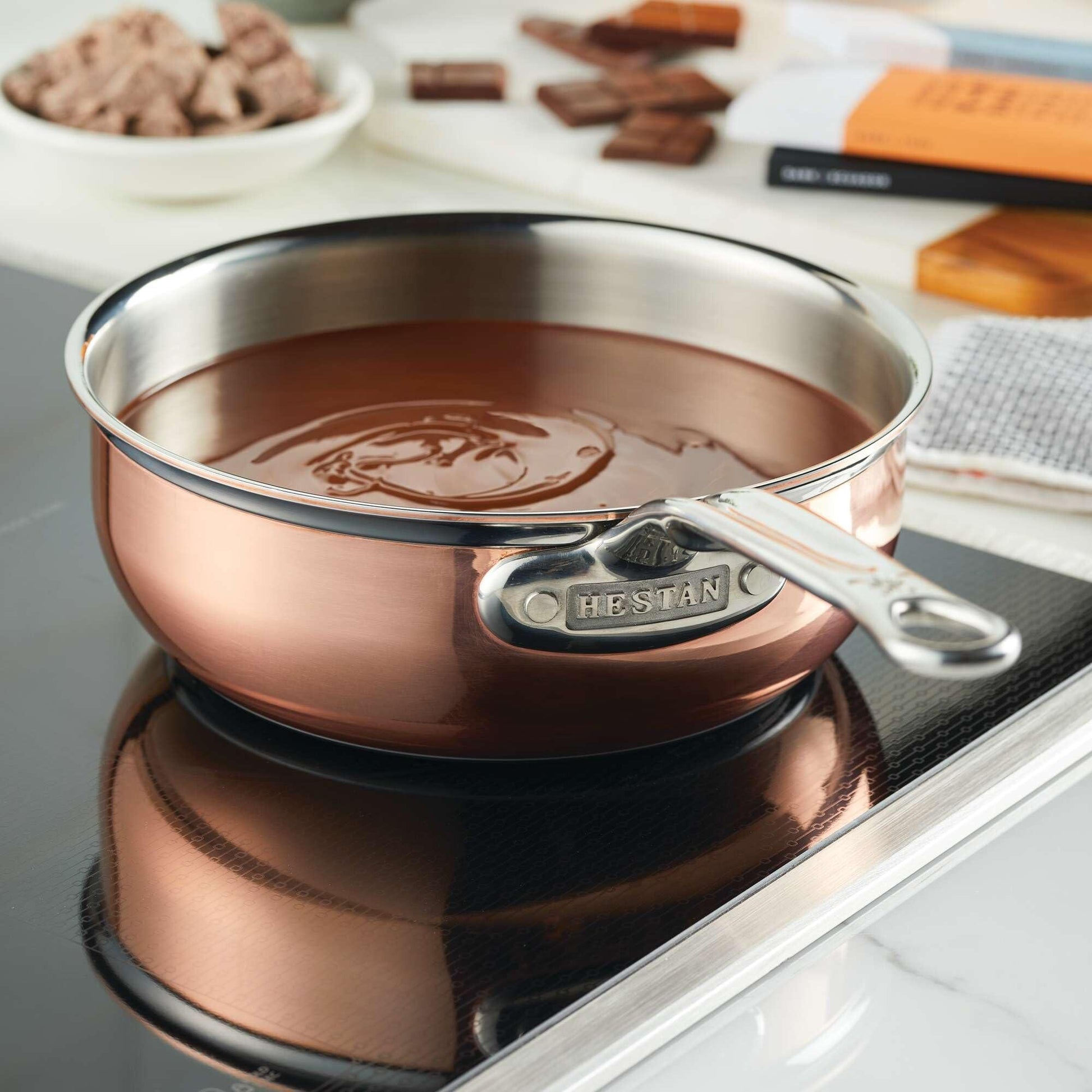 Hestan - CopperBond Collection - Copper Saucier Pan with Lid, Induction Cooktop Compatible, 2-Quart - CookCave