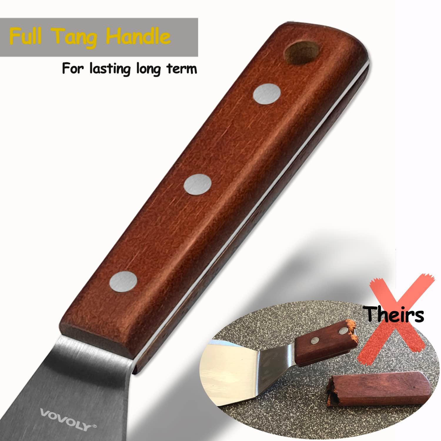 Professional Metal Spatula for Cast Iron Skillets and Flat Top Grills, Full Tang Wooden Handle,1.8mm Thick Stainless Steel Blade, Smash Burger Spatula Turner for Flipper, Cooking, BBQ, 5 Inch x 3 Inch - CookCave