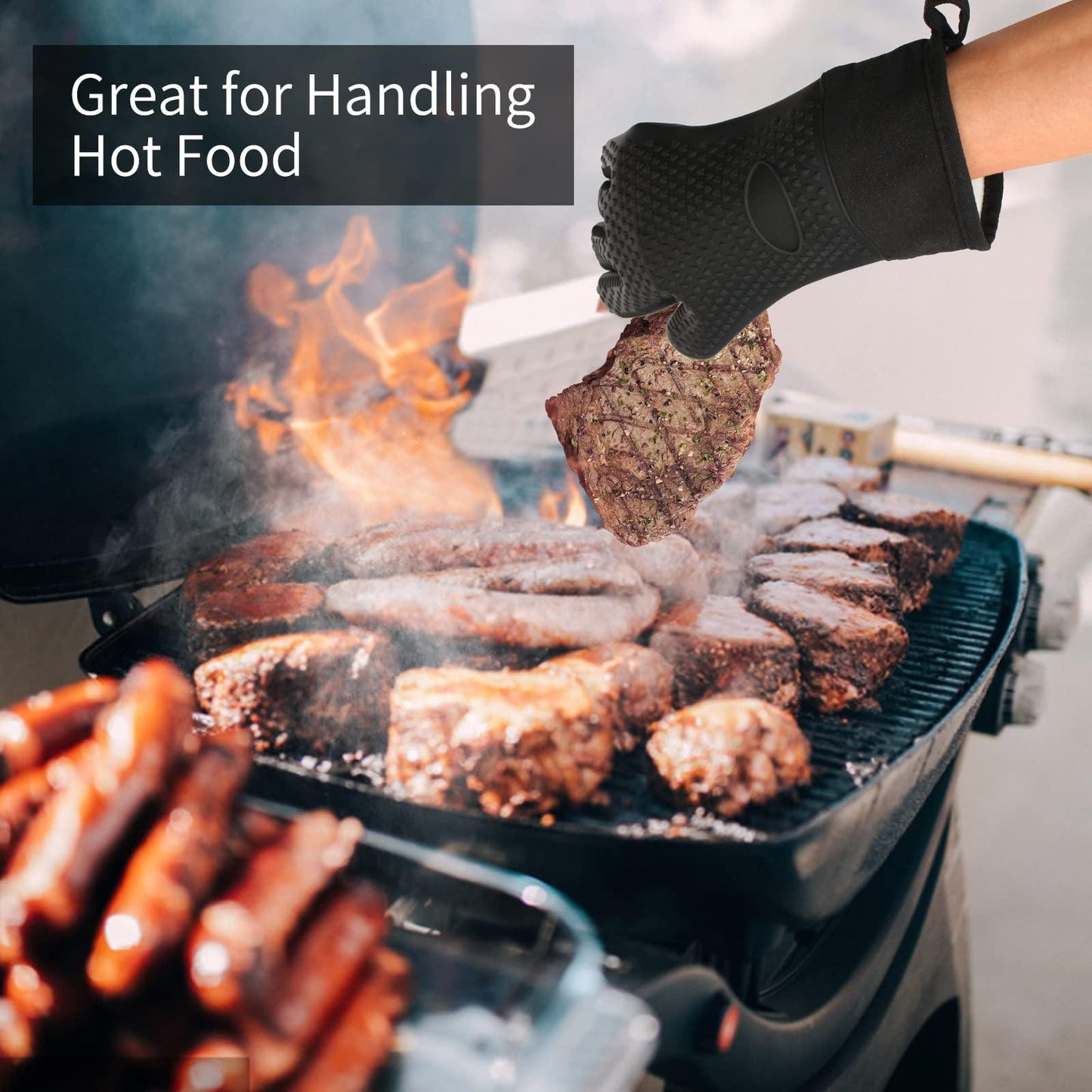 Waterproof BBQ Grill Oven Gloves Heat Resistant,Extra Long,Soft Quilted Lining, Silicone Gloves for Grilling Smoking Barbecue-Great for Handling Hot Food on Your Grill Fryer and Pit,Easy Clean,1 Pair - CookCave