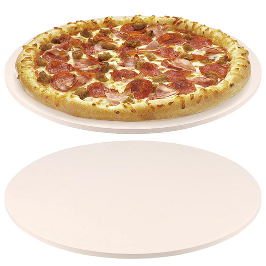 JEUIHAU 2 Pack 12 Inches Pizza Stone, Cordierite Baking Stone Thermal Resistant Round Grilling Stone for Pizza, Crispy Crust Bread, BBQ , Cooking - CookCave