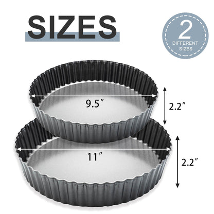 9“ & 11” Deep Dish Tart Pan, 2 Pack Nonstick 2” Tall Tart Pan, Quiche Pan, Carbon Steel Deep-dish Pie Pan with Removable Loose Bottom for Baking Thanksgiving Christmas - CookCave