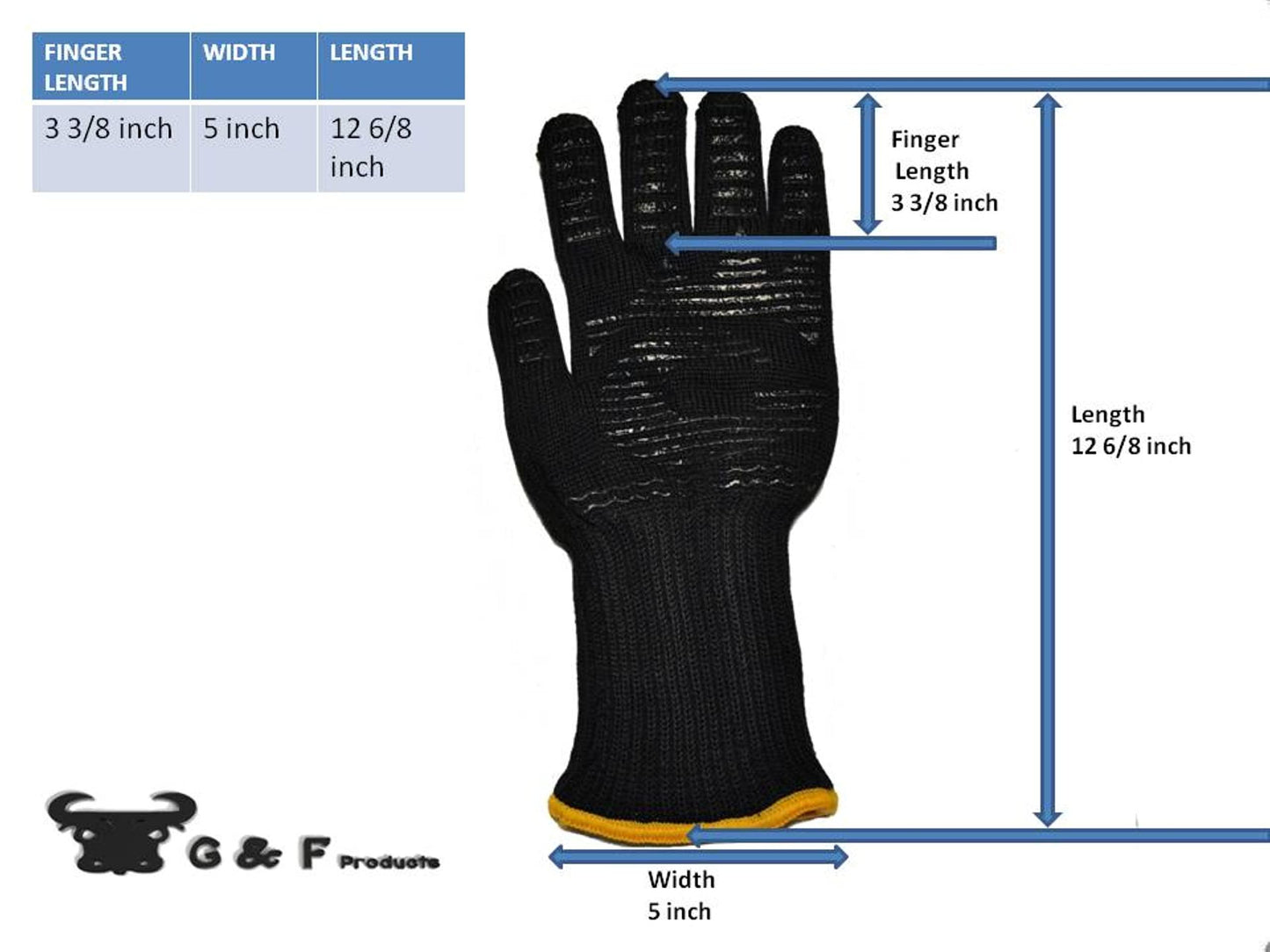 G & F 1682 Dupont Nomex Heat Resistant gloves for cooking, grilling, fireplace and oven, Barbecue Pit Mitt, BBQ Gloves, Sold by 1 Piece - CookCave