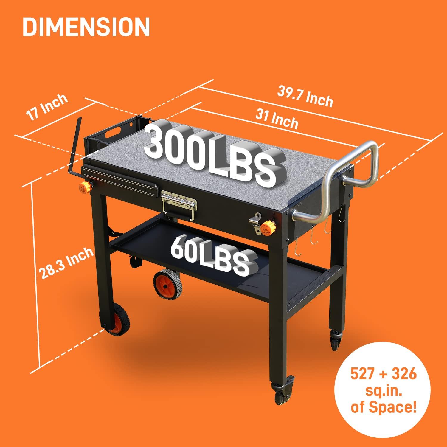 Portable Outdoor Grill Table, Folding Grill Cart Solid and Sturdy, Blackstone Griddle Stand Large Space, Blackstone Table with Paper Towel Holder, Grill Stand for Blackstone Griddle, Ninia Grill etc. - CookCave