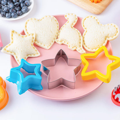 Sandwich Cutters for Kids Lunch LARGE 6 Pcs, Kimfead Sandwich Maker, Cookie Cutters Set, Dinosaur Mouse Heart Star Bear - CookCave