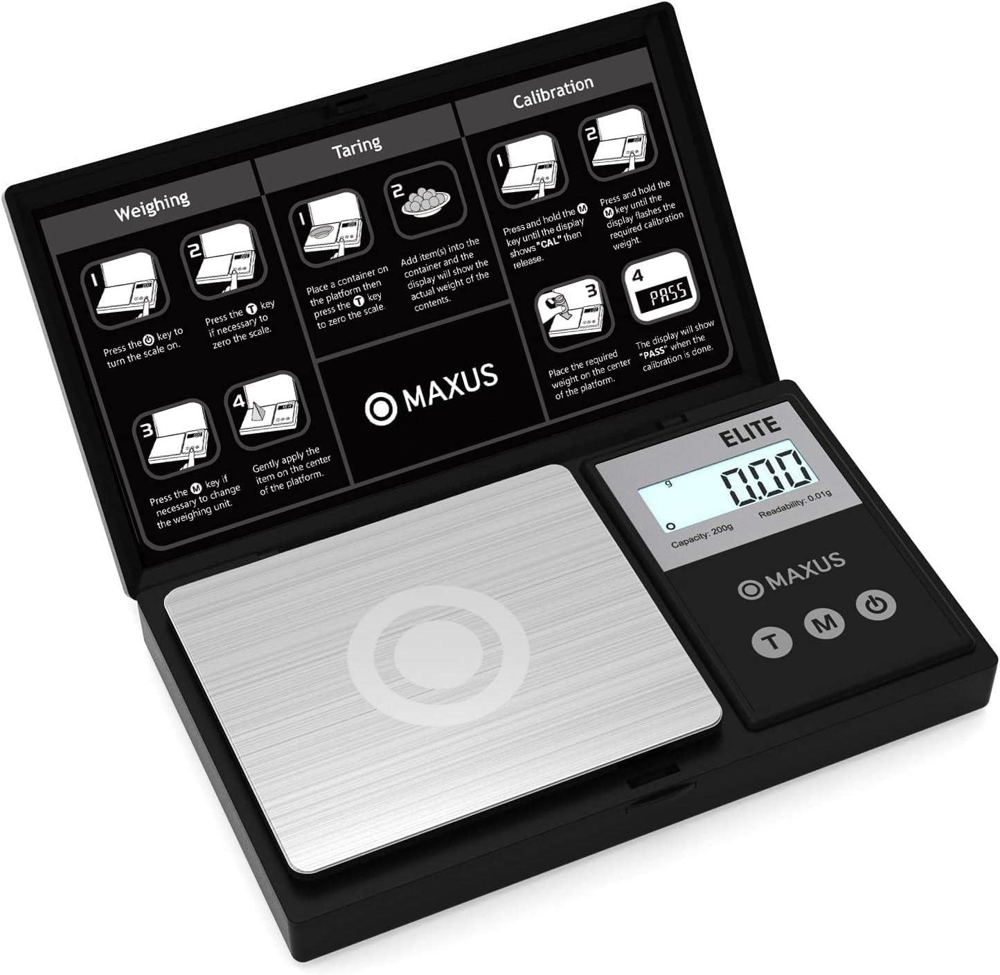 MAXUS Precision Pocket Scale 200g x 0.01g, Digital Gram Scale Small Food/Jewelry Scale Ounces/Grains Scale with Backlit LCD, Great for Travel - CookCave