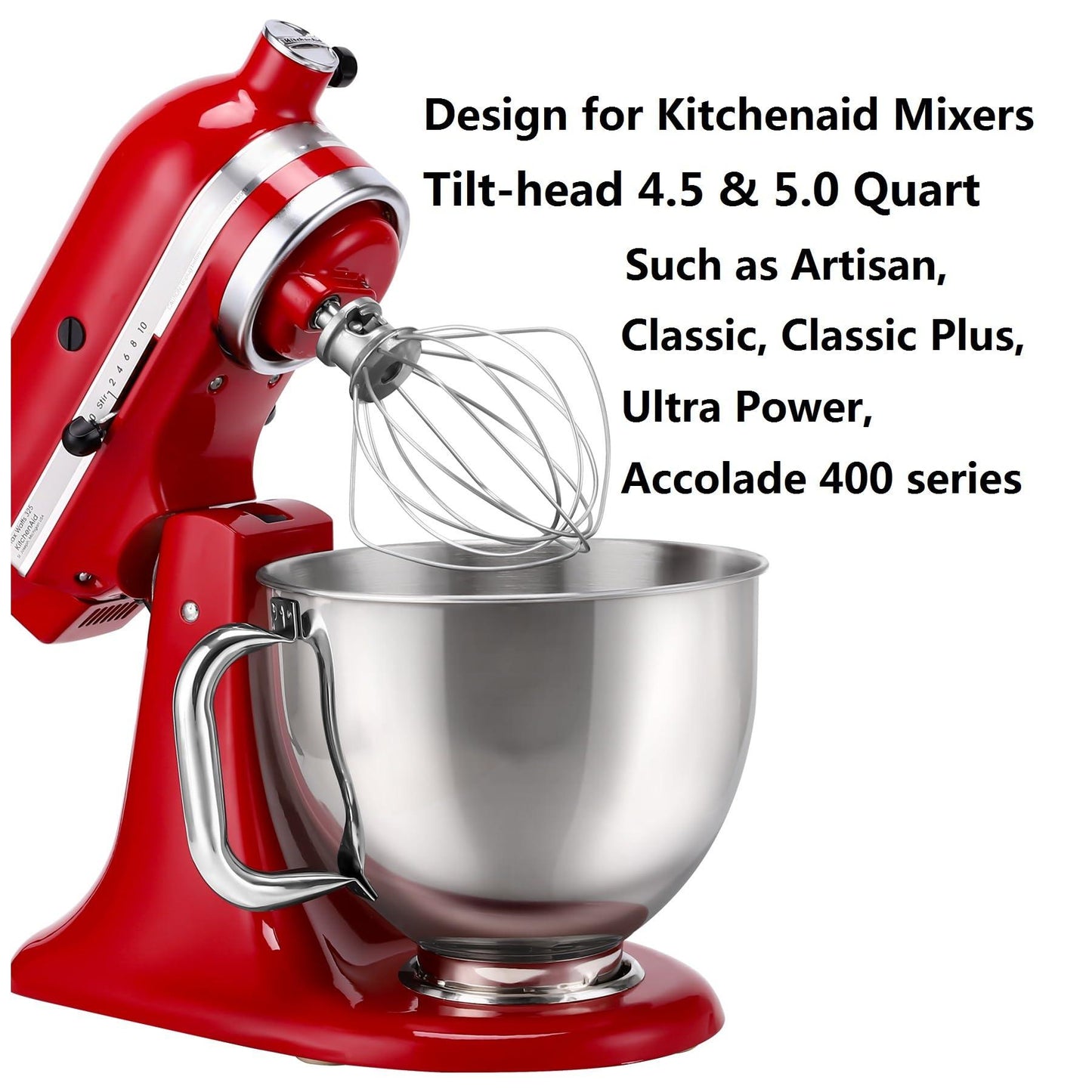 FavorKit Stainless Steel Bowl for KitchenAid 4.5 & 5.0 Quart Tilt-head Stand Mixers, Dishwasher Safe, Extra Mixing Attachment Replacement with KitchenAid Original Bowl - CookCave