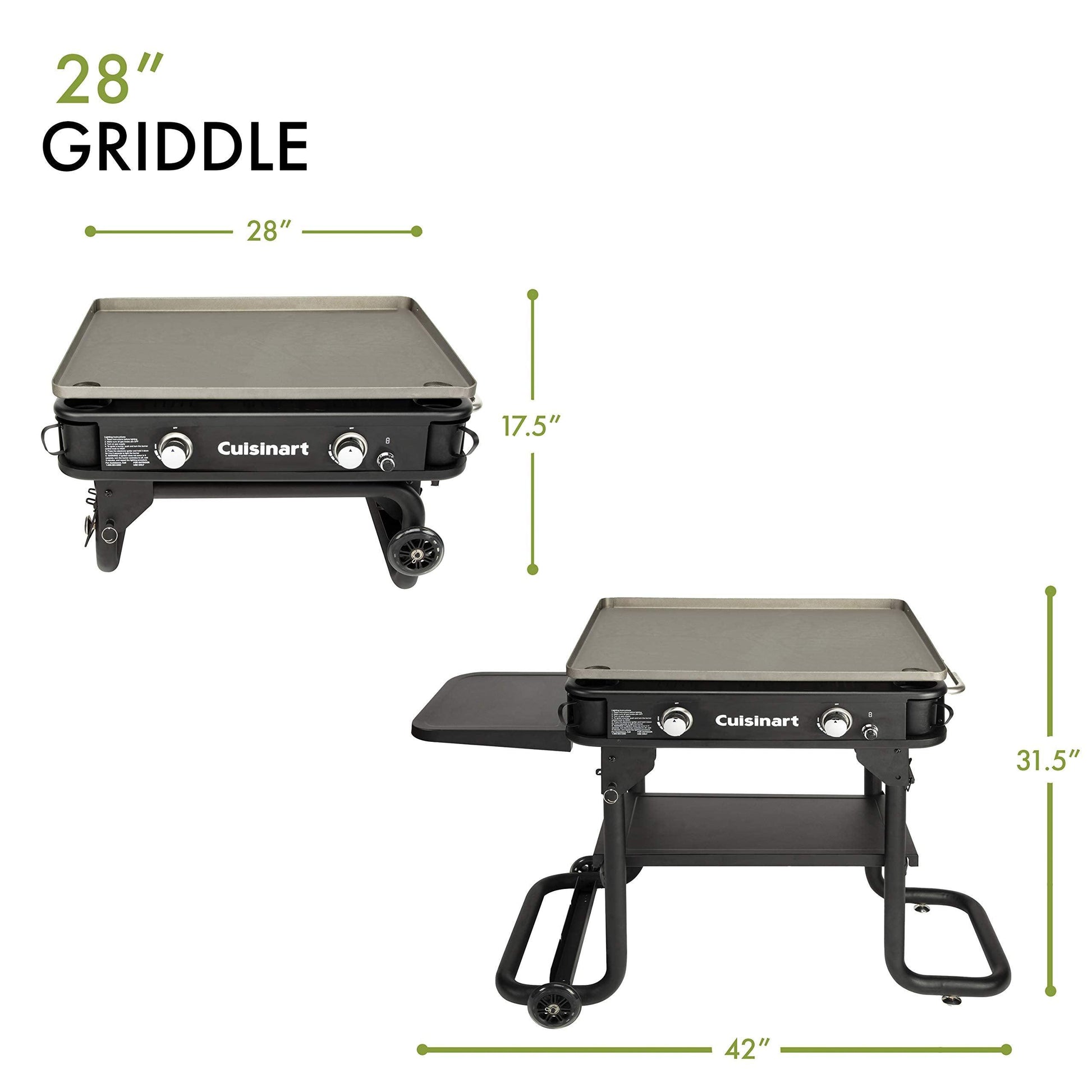 Cuisinart Flat Top Professional Quality Propane CGG-0028 28" Two Burner Gas Griddle - CookCave