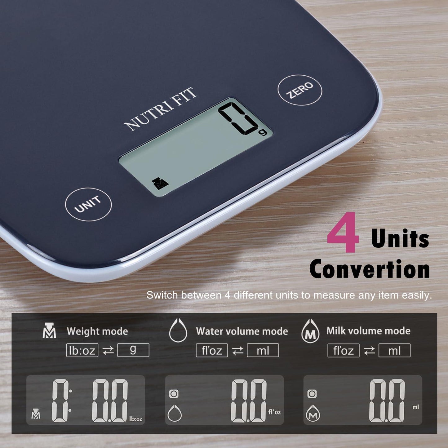 NUTRI FIT Digital Food Scale, 11lb Kitchen Scale Digital Weight, Cooking Scale for Food Ounces and Grams, 4 Units with 0.1oz/1g Precision, LCD Display with Tare Function - CookCave