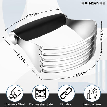 Rainspire Pastry Cutter For Baking, Heavy Duty Pastry Blender Stainless Steel, Thick Sharp Blades Dough Blender, Dough Cutter Butter Cutter Pastry for Easy Mixing, Dishwasher Safe, Black - CookCave