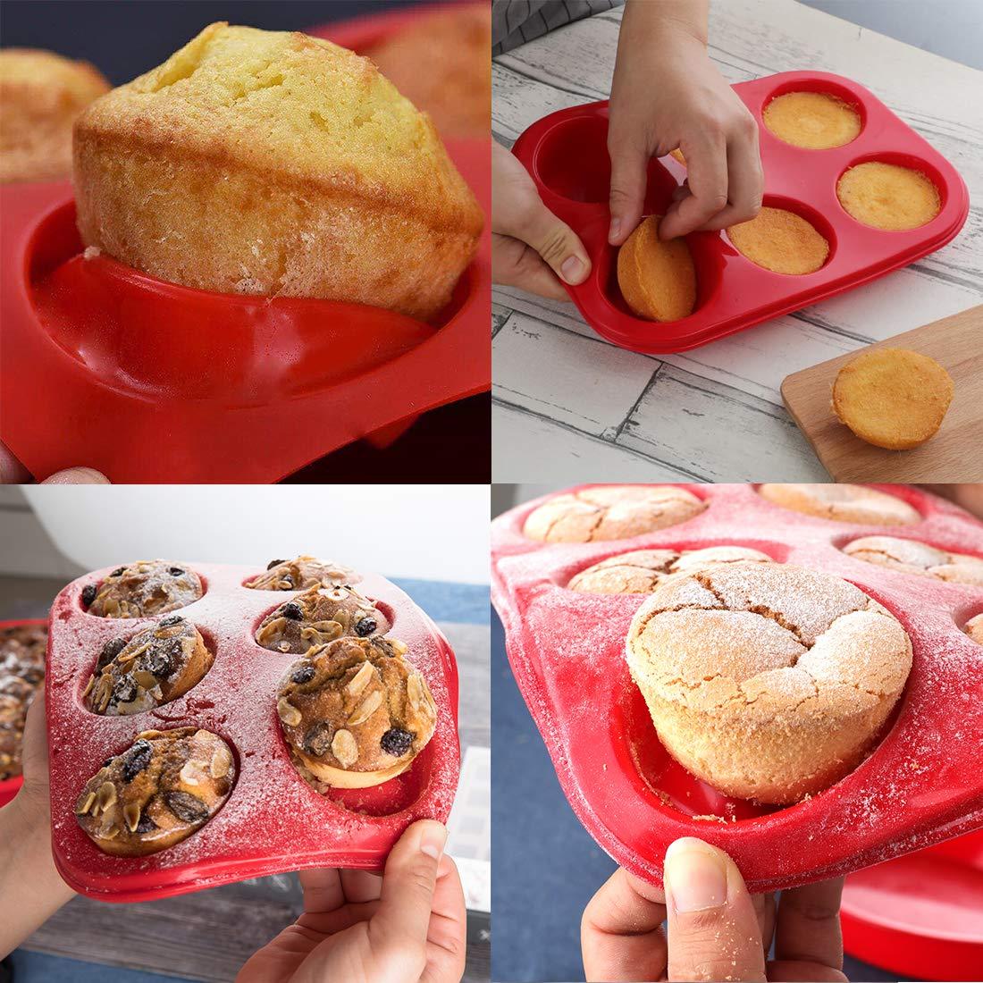 Silicone Muffin Pan, European LFGB Silicone Cupcake Baking Pan, 6 Cup Muffin, Non-Stick Muffin Tray, Egg Muffin Pan, Food Grade Muffin Molds, BPA Free Muffin Tins Red - CookCave