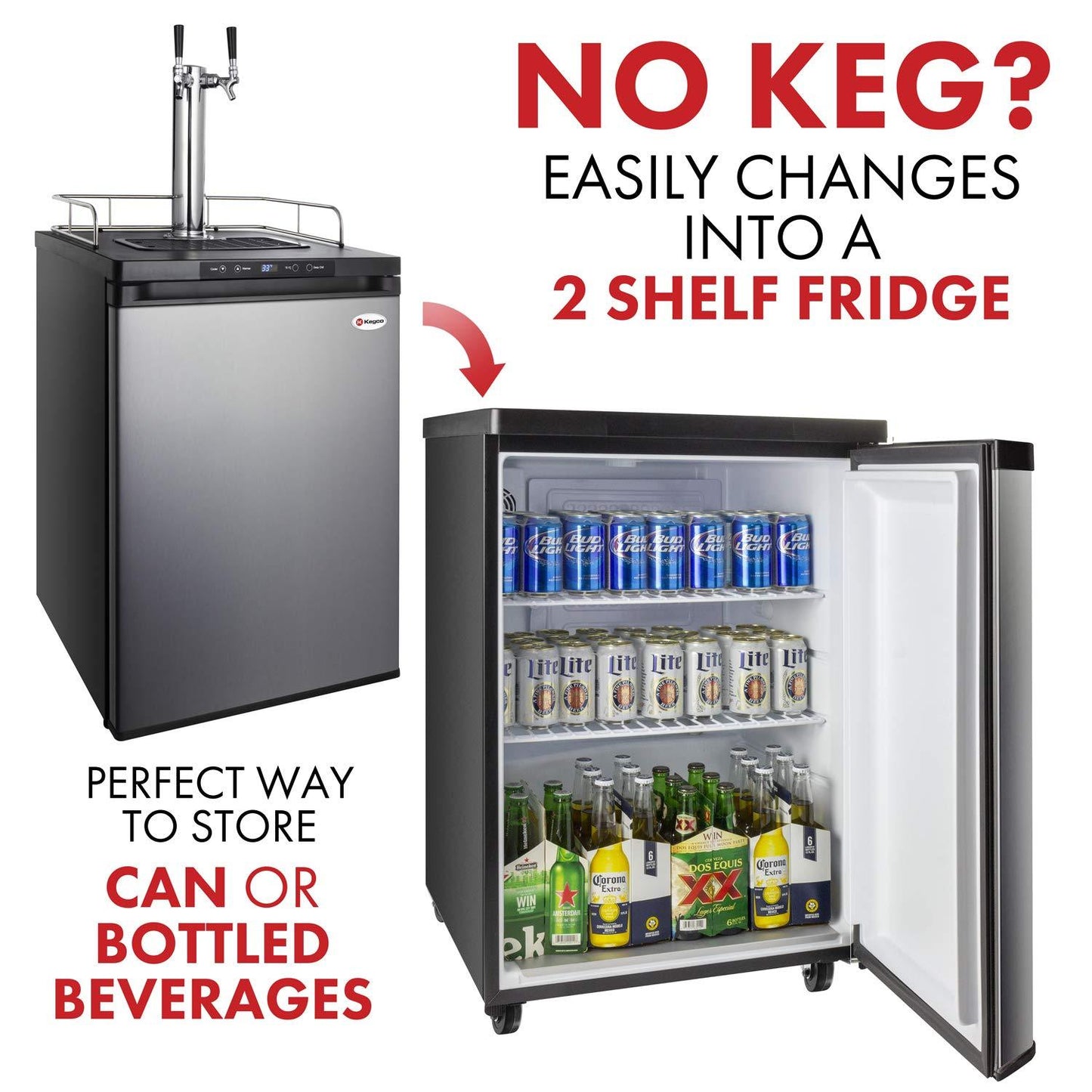 Kegco MDK-309SS-01 Keg Dispenser, Stainless Steel, 2 Tap - CookCave