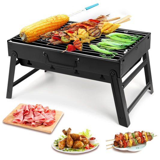 Barbecue Grill, Charcoal Grill Folding Portable Lightweight Barbecue Grill Tools for Outdoor Grilling Cooking Camping Hiking Picnics Tailgating Backpacking Party (Medium) - CookCave