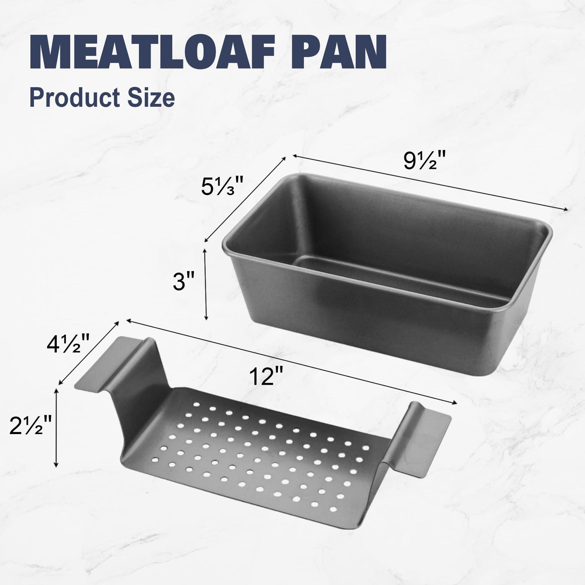 BRONYPRO Nonstick Meatloaf Pan with Drain Tray, 9x5 Meat Loaf Pans for Baking Bread, Homemade Banana Bread Tin for Oven, Grey - CookCave