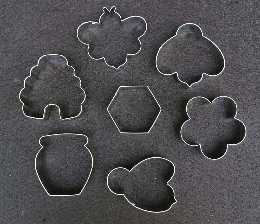 LUBTOSMN Bee Cookie Cutters Set-3 Inches-7 Piece-Bee, Beehive, Flower, Honeycomb and Honey Jar Stainless Steel Cookie Biscuit Cookie Cutters Molds for Honey Bee Party Decoration Favor - CookCave