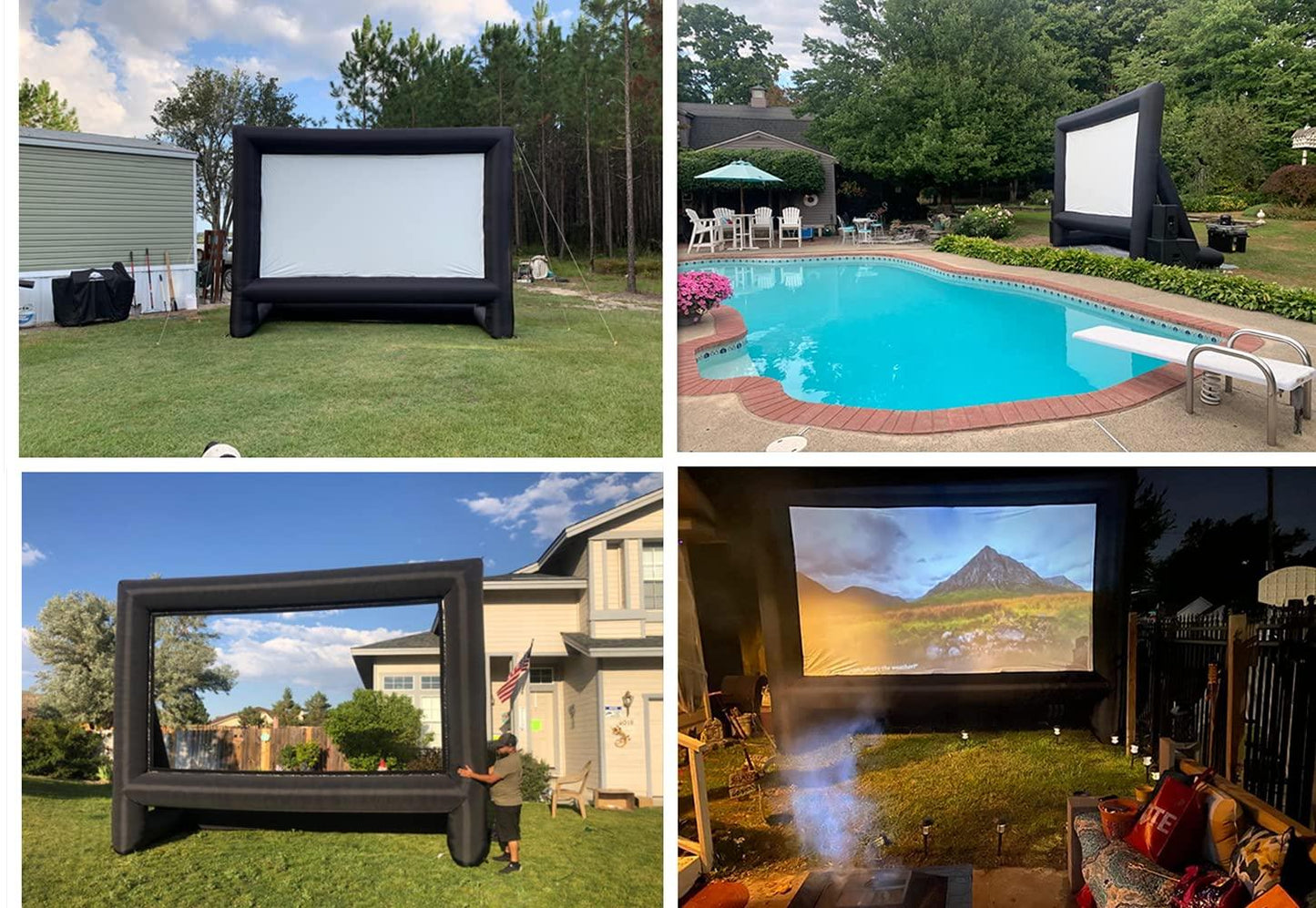 XHYCPY 20 Feet Inflatable Projector Screen Outdoor Inflatable Movie Screen with Air Blower Storage Bag, Easy Set Up Blow Up Screen for Backyard Movie Night, Theme Parties, Celebrations - CookCave