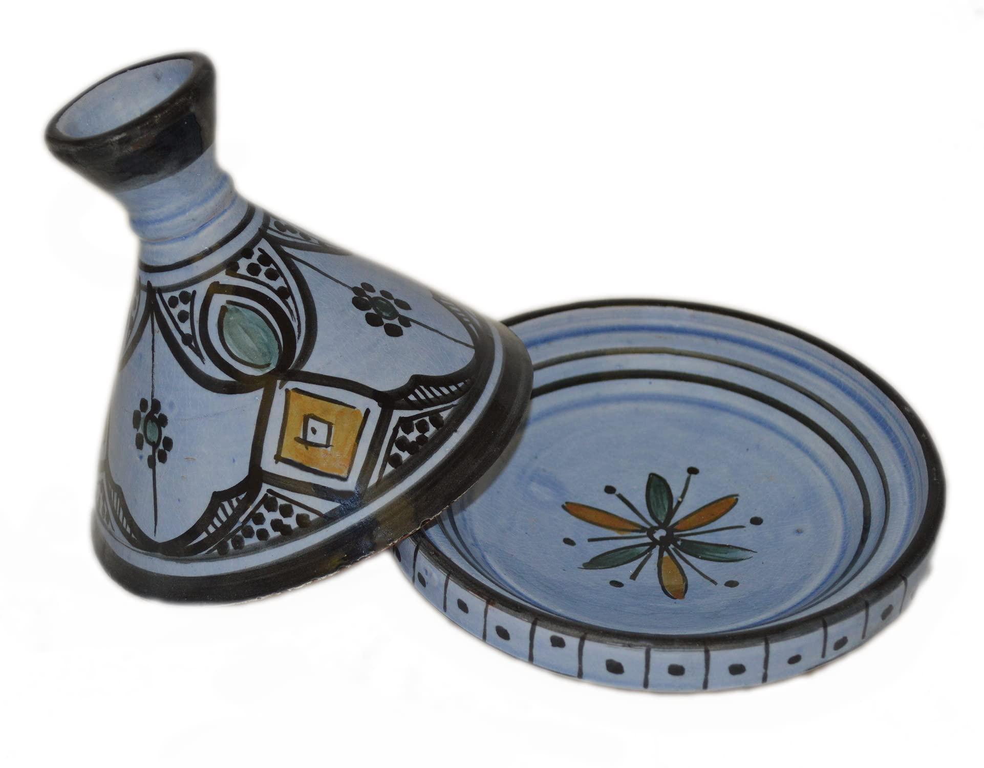 Moroccan Handmade Serving Tagine Exquisite Ceramic Vivid colors Original 6 Inches in Diameter - CookCave