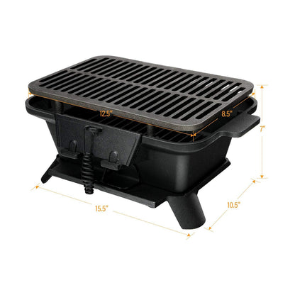 Giantex Charcoal Grill Hibachi Grill, Portable Cast Iron Grill with Double-sided Grilling Net, Air Regulating Door, Fire Gate, BBQ Grill Perfect for Outdoor Picnic Camping Patio Backyard Cooking - CookCave