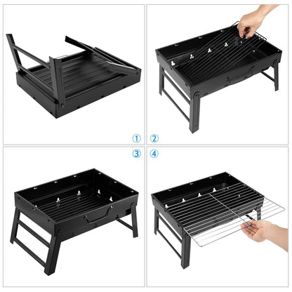 Uten Charcoal Grill, BBQ Grill Folding Portable Lightweight smoker Grill, Barbecue Grill Small desk Tabletop Outdoor Grill for Camping Picnics Garden Beach Party 17''x11.6''x 2.6'' - CookCave