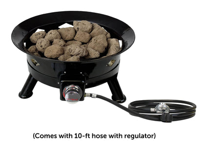 Flame King Smokeless Propane Fire Pit, 24-inch Portable Firebowl, 58K BTU with Propane Grip Scale, Self Igniter, Cover, & Carry Straps for RV, Camping, & Outdoor Living - CookCave