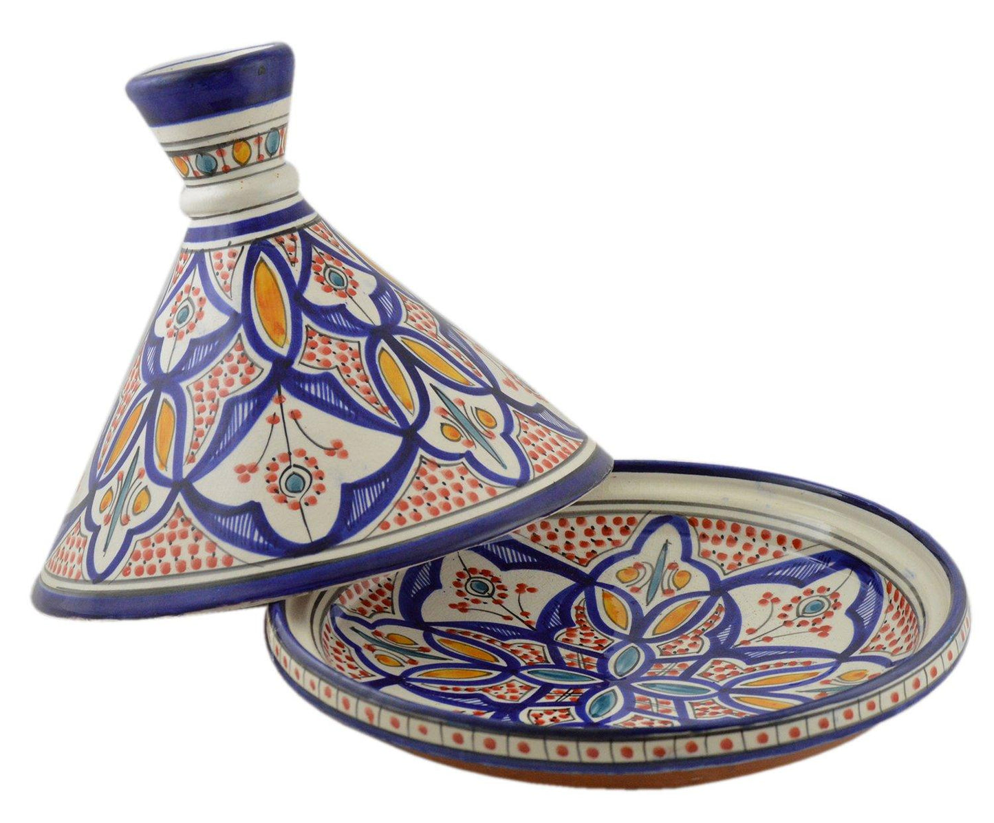 Moroccan Handmade Serving Tagine Exquisite Ceramic With Vivid colors Original 10 Inches in Diameter - CookCave