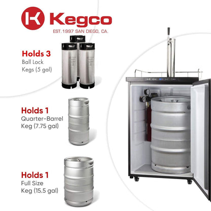 Kegco 3PICK30X-2 Keg Dispenser, 2 Tap, Black Stainless Steel - CookCave