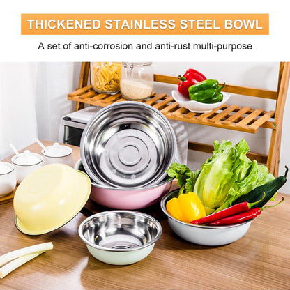 Gloserin Stainless Steel Mixing Bowls Set, 1.5/2/3/4/5 QT Home Metal Mixing Bowls Set of 5 for Refrigerator Kitchen Food Storage Organizers Polished Mirror Kitchen Bowls Large(Colored) - CookCave