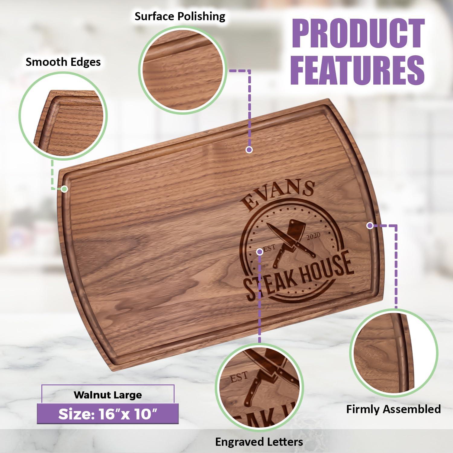 Personalized Dad Cutting Board - Custom Wood Grill Board For BBQ Masters - Unique Barbeque and Grilling Gift Idea for Fathers Day, Birthday, Anniversary, Christmas For Men, Husband, Dad, Grandpa, Him - CookCave