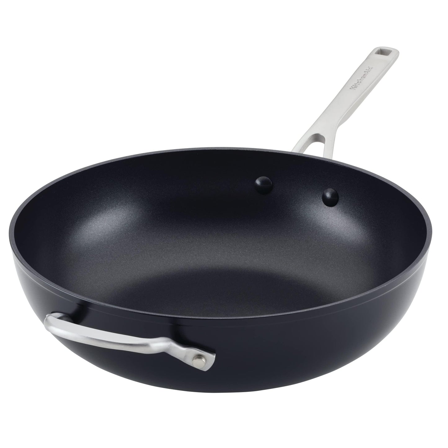 KitchenAid Hard Anodized Induction Nonstick Stir Fry Pan/Wok with Helper Handle, 12.25 Inch, Matte Black - CookCave