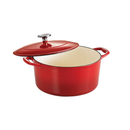 Tramontina Covered Round Dutch Oven Enameled Cast Iron 5.5-Quart Gradated Red, 80131/047DS - CookCave