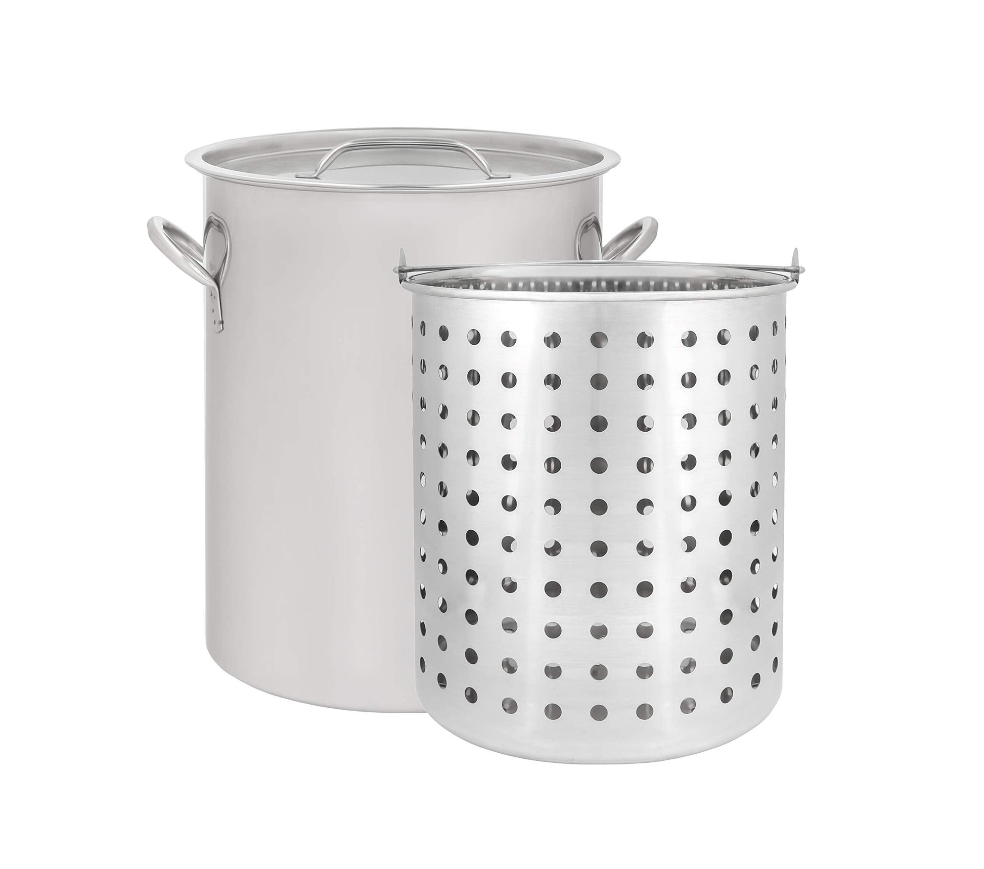 CONCORD 36 QT Stainless Steel Stock Pot w/Basket. Heavy Kettle. Cookware for Boiling (36) - CookCave