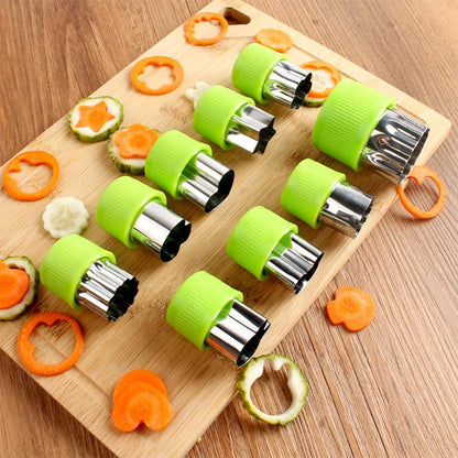 Mini Vegetable Cutter Shapes Set, Mini Pie, Fruit and Cookie Pastry Stamps Mold for Kids Baking and Food Supplement Tools Accessories, Green 9 Pcs - CookCave