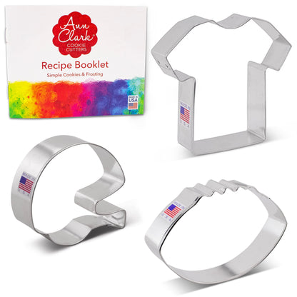 Football Cookie Cutters 3-Pc Set Made in the USA by Ann Clark, Football, Helmet, Jersey - CookCave