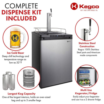 Kegco K309SS-1 Keg Dispenser, Stainless Steel - CookCave
