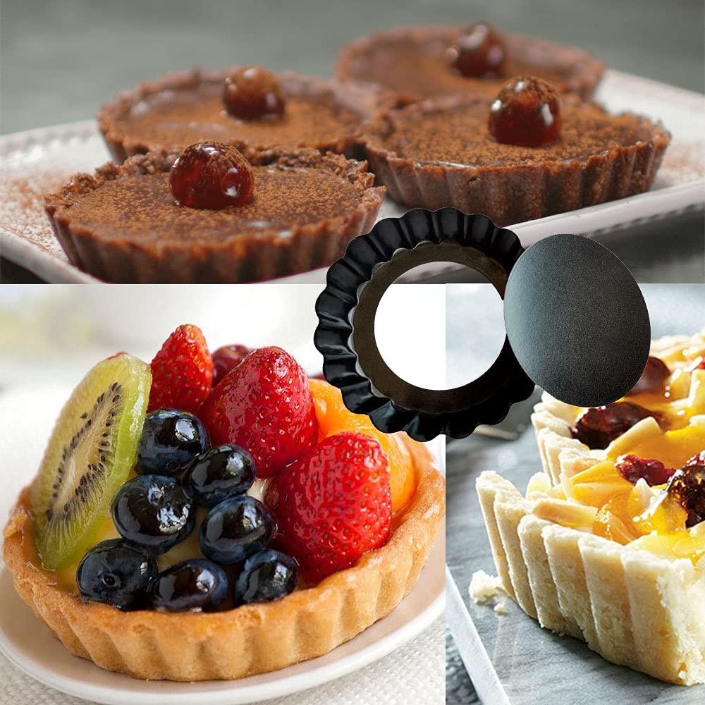 DATANYA 8 Pack Mini Tart Pans 4 Inch with Removable Bottom Round Nonstick Quiche Pan, Heavy Duty Fluted Side for Pies, Mousse Cakes, Dessert Baking (4 Inch 8pcs) - CookCave