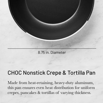 De Buyer CHOC Nonstick Crepe & Tortilla Pan - 8.75” - Ideal for Making & Reheating Crepes, Tortillas & Pancakes - 5-Layer PTFE Coating - Made in France - CookCave