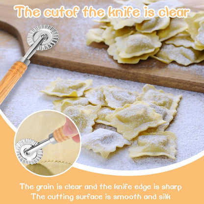 Bewudy Pastry Cutter Wheel, Professional Pasta Maker Cutter Wheel with Roller, Zinc Alloy Dumpling Lace Dough Noodle Ravioli Pizza Making Cutter for Kitchen - CookCave