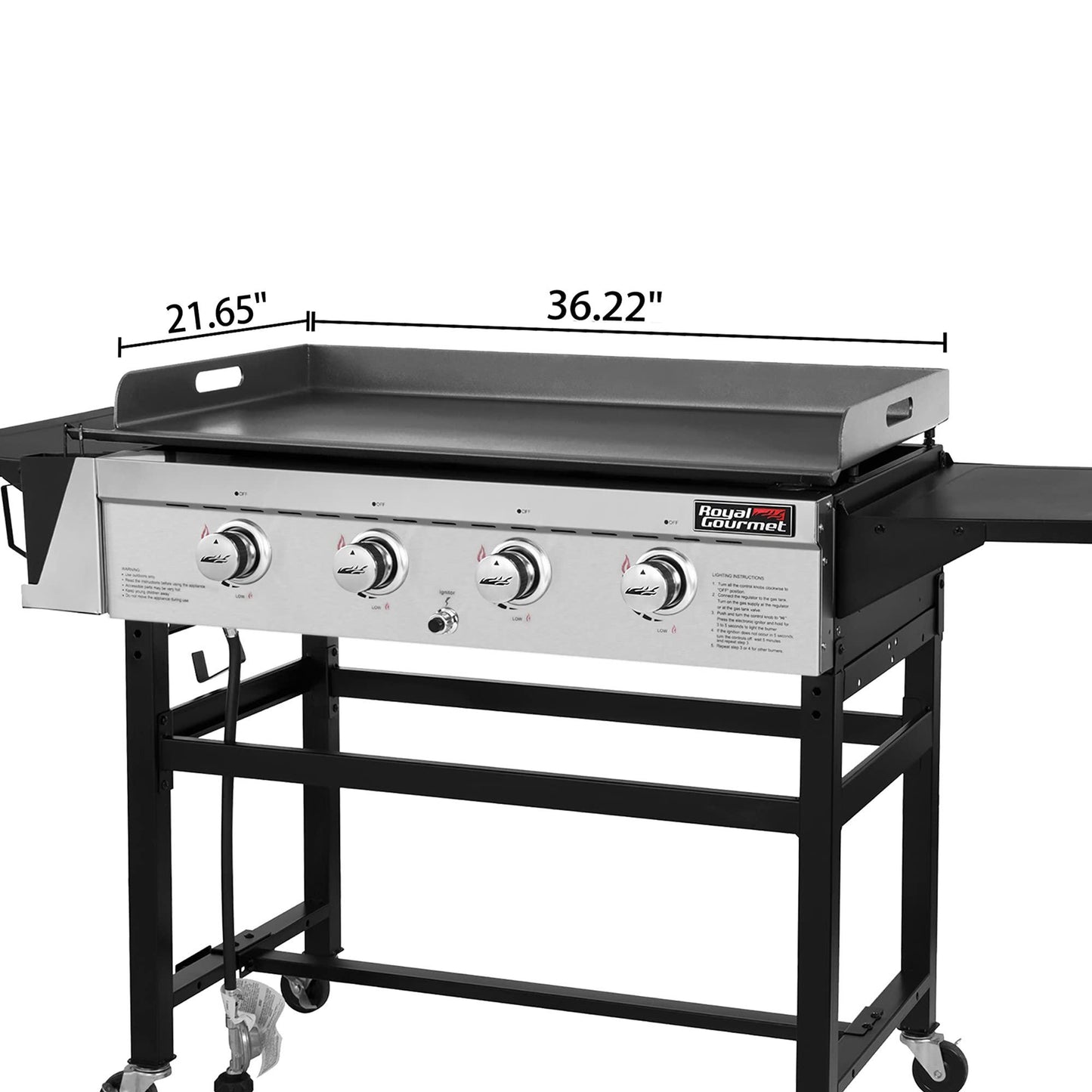 Royal Gourmet 4 Burner Flat Top Grill Griddle Combo Outdoor propane Gas Griddle, GB4001C, 52,000 BTU For Outdoor Events, Camping, BBQ 61.02*23.62*37.60 inches - CookCave