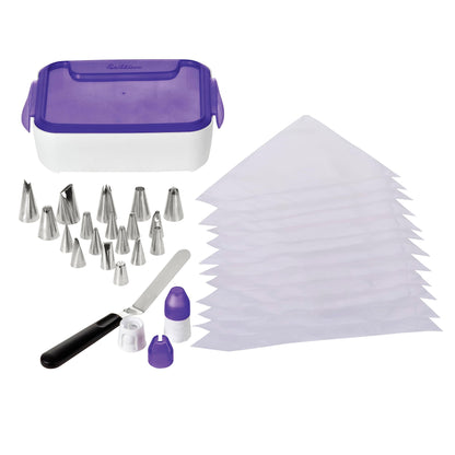 Wilton Cake Decorating Supplies Kit - Decorate Treats with Your Organized Decorating Tool Set, Disposable Pastry Bags, Stainless Steel Icing Tips and Spatula, 46-Piece - CookCave