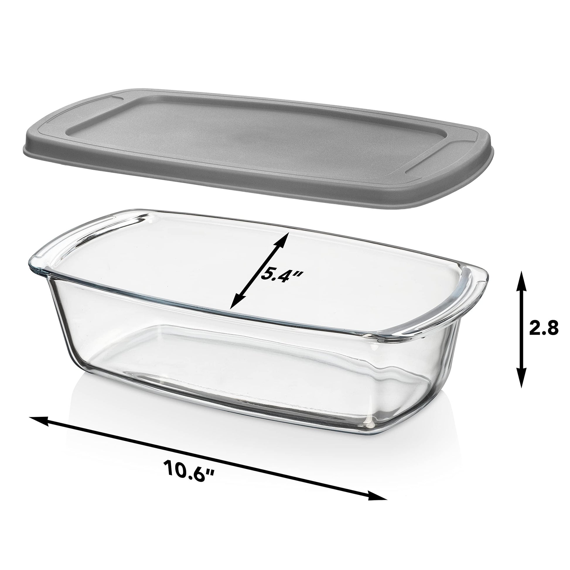 Razab LARGE 7.6 Cups/1800 ML/1.9 Qt Glass Loaf Pan with Lids (Set of 2) - Meatloaf Pan BPA free Airtight Lids Grip Handle Easy Carry, Microwave and Oven Safe - Loaf Pans For Baking Bread, Cakes - CookCave