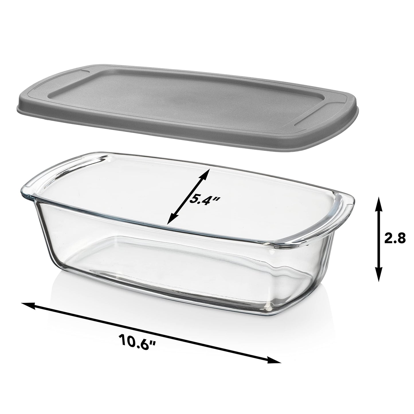 Razab LARGE 7.6 Cups/1800 ML/1.9 Qt Glass Loaf Pan with Lids - Meatloaf Pan BPA free Airtight Lids Grip Handle Easy Carry, Microwave and Oven Safe - Loaf Pans For Baking Bread, Cakes, Glass Loaf Pan - CookCave